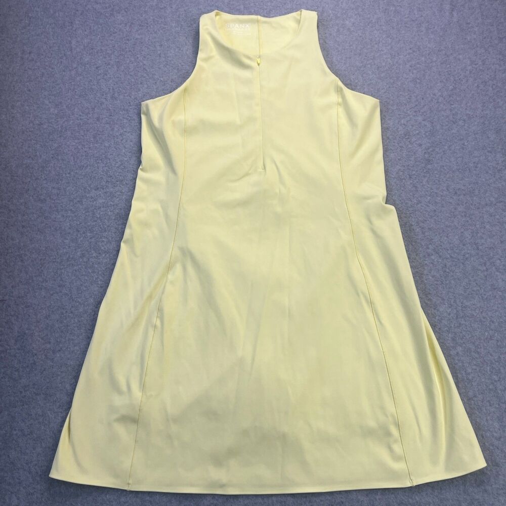 SPANX Get Moving Dress L Yellow Sleeveless Zip Front Skort Shaping Pickleball